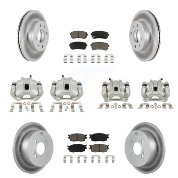 Front Rear Brake Caliper Coat Rotors Ceramic Pad Kit (10Pc) For Hyundai Accent Hatchback KCG-100924C