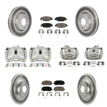 Front Rear Disc Brake Caliper Coated Rotors And Ceramic Pads Kit (10Pc) For Mazda CX-5 KCG-100925C