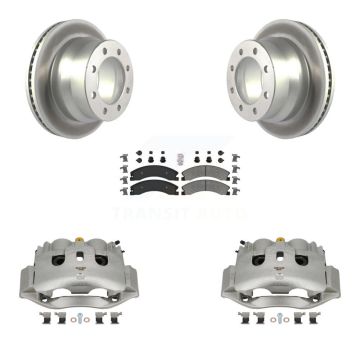 Rear Brake Caliper Coat Rotor & Semi-Metallic Pad Kit For GMC Savana 3500 Chevrolet 4500 KCG-100925N