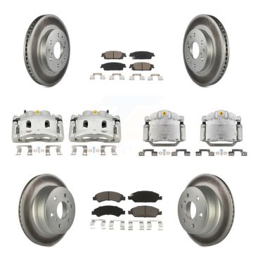 Front Rear Brake Caliper Coat Rotor Ceramic Pad Kit (10Pc) For GMC Sierra 1500 Chevrolet KCG-100927C
