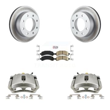 Rear Brake Caliper Coat Rotor Ceramic Pad Kit For Chevrolet Express 2500 GMC Savana 3500 KCG-100927N