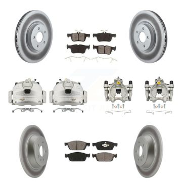 Front Rear Brake Caliper Coat Rotor Semi-Metallic Pad Kit (10Pc) For Ford Escape Lincoln KCG-100927S