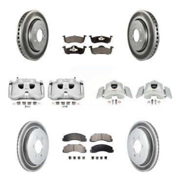 Front Rear Brake Caliper Coat Rotor & Ceramic Pad Kit (10Pc) For Ford Expedition Lincoln KCG-100927T