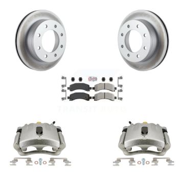 Rear Brake Caliper Coat Rotors Semi-Metallic Pad Kit For Chevrolet Express 2500 GMC 3500 KCG-100928N