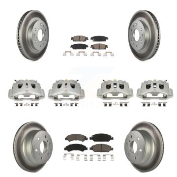 Front Rear Brake Caliper Coat Rotors Ceramic Pad Kit (10Pc) For 16 Chevrolet Suburban HD KCG-100930C