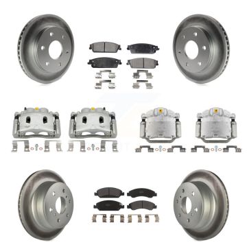 Front Rear Brake Caliper Coat Rotor And Semi-Metallic Pad Kit (10Pc) For GMC Sierra 1500 KCG-100930P