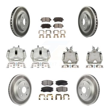Front Rear Brake Caliper Coat Rotor & Ceramic Pad Kit (10Pc) For Chevrolet Impala Malibu KCG-100930T