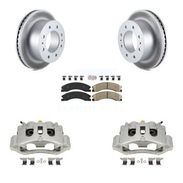 Rear Brake Caliper Coat Rotor Ceramic Pad Kit For GMC Chevrolet Sierra 2500 HD Silverado KCG-100932N