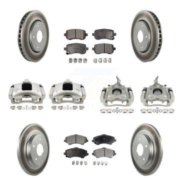 Front Rear Brake Caliper Coat Rotor Semi-Metallic Pad Kit (10Pc) For 09-11 Dodge Journey KCG-100932P