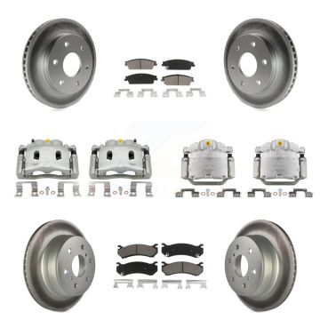 Front Rear Brake Caliper Coat Rotors Ceramic Pad Kit (10Pc) For Chevrolet Silverado 1500 KCG-100933C