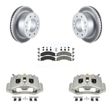 Rear Brake Caliper Coat Rotor And Semi-Metallic Pad Kit For GMC Chevrolet Sierra 2500 HD KCG-100933N
