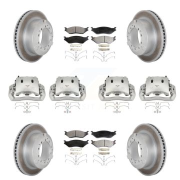 Front Rear Disc Brake Caliper Coated Rotors And Semi-Metallic Pads Kit (10Pc) For KCG-100933P