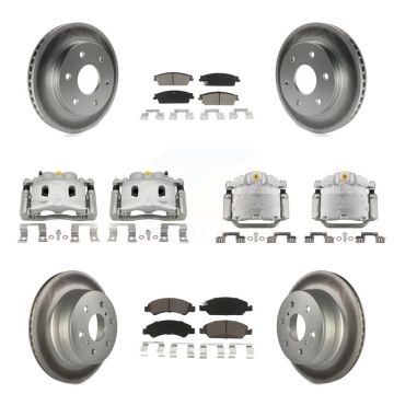 Front Rear Disc Brake Caliper Coat Rotors And Ceramic Pad Kit (10Pc) For GMC Sierra 1500 KCG-100934C