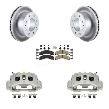Rear Brake Caliper Coat Rotor Ceramic Pad Kit For GMC Chevrolet Sierra 2500 HD Silverado KCG-100934N