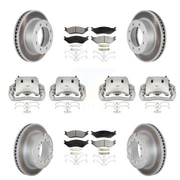 Front Rear Disc Brake Caliper Coated Rotors And Semi-Metallic Pads Kit (10Pc) For KCG-100934P