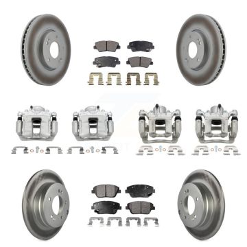 Front Rear Brake Caliper Coat Rotors Semi-Metallic Pad Kit (10Pc) For Hyundai Sonata Kia KCG-100935P