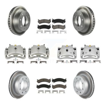 Front Rear Brake Caliper Coat Rotor Ceramic Pad Kit (10Pc) For GMC Chevrolet Sierra 2500 KCG-100936C