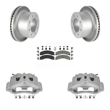 Rear Brake Caliper Coat Rotor And Semi-Metallic Pad Kit For GMC Sierra 3500 HD Chevrolet KCG-100936N