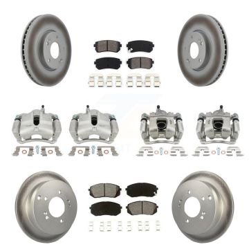 Front Rear Brake Caliper Coat Rotor Semi-Metallic Pad Kit (10Pc) For 16 Kia Sportage AWD KCG-100936S