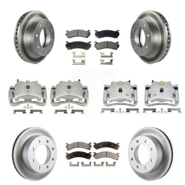 Front Rear Brake Caliper Coat Rotor Ceramic Pad Kit (10Pc) For GMC Chevrolet Sierra 2500 KCG-100936T