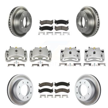 Front Rear Brake Caliper Coat Rotor Ceramic Pad Kit (10Pc) For GMC Chevrolet Sierra 2500 KCG-100937C