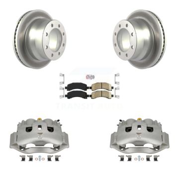Rear Disc Brake Caliper Coated Rotors And Ceramic Pads Kit For Chevrolet Express 4500 KCG-100938N