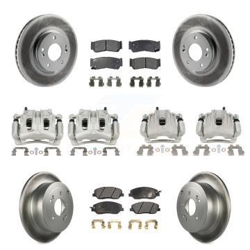 Front Rear Brake Caliper Coat Rotors & Ceramic Pad Kit (10Pc) For 07-09 Hyundai Santa Fe KCG-100938T