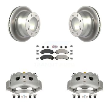 Rear Disc Brake Caliper Coat Rotors And Semi-Metallic Pad Kit For Chevrolet Express 4500 KCG-100939N