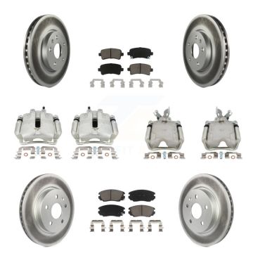 Front Rear Brake Caliper Coat Rotor & Ceramic Pad Kit (10Pc) For Chevrolet Impala Malibu KCG-100940C