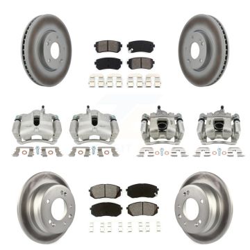 Front Rear Brake Caliper Coat Rotor Semi-Metallic Pad Kit (10Pc) For 16 Kia Sportage FWD KCG-100940S