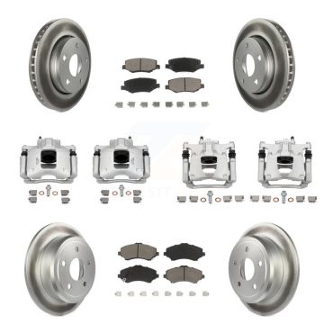Front Rear Disc Brake Caliper Coated Rotors And Ceramic Pad Kit (10Pc) For Jeep Wrangler KCG-100941C