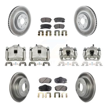 Front Rear Disc Brake Caliper Coat Rotor Semi-Metallic Pad Kit (10Pc) For Hyundai Tucson KCG-100941P