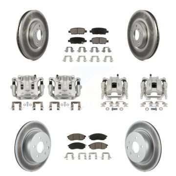 Front Rear Brake Caliper Coat Rotor & Ceramic Pad Kit (10Pc) For 2008-2012 INFINITI EX35 KCG-100942C