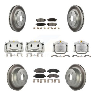 Front Rear Brake Caliper Coat Rotor Ceramic Pad Kit (10Pc) For GMC Sierra 1500 Chevrolet KCG-100942T