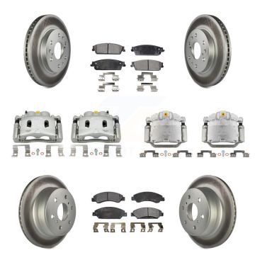 Front Rear Brake Caliper Coat Rotor & Ceramic Pad Kit (10Pc) For Chevrolet Avalanche GMC KCG-100943T