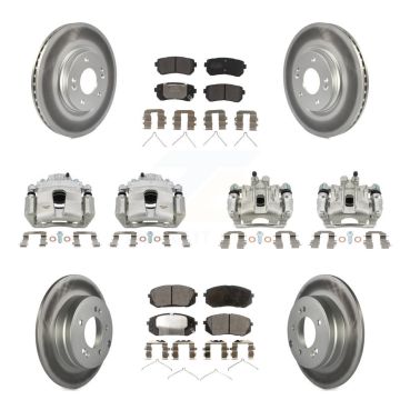 Front Rear Disc Brake Caliper Coat Rotor And Semi-Metallic Pad Kit (10Pc) For Kia Optima KCG-100944P