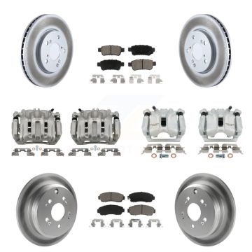 Front Rear Brake Caliper Coat Rotor & Ceramic Pad Kit (10Pc) For 2005-2010 Honda Odyssey KCG-100945C