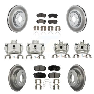 Front Rear Disc Brake Caliper Coat Rotor And Semi-Metallic Pad Kit (10Pc) For Kia Optima KCG-100945P