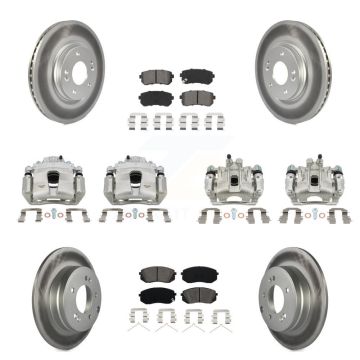 Front Rear Disc Brake Caliper Coat Rotor And Semi-Metallic Pad Kit (10Pc) For Kia Optima KCG-100945S