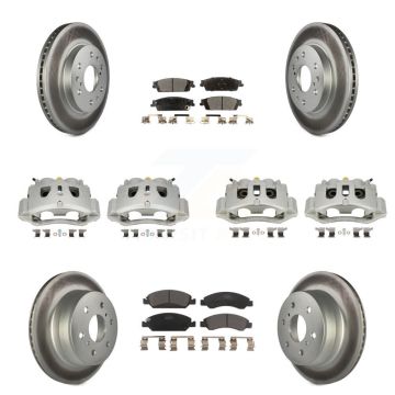 Front Rear Brake Caliper Coat Rotors Ceramic Pad Kit (10Pc) For 16 Chevrolet Suburban HD KCG-100945T