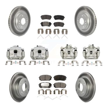 Front Rear Disc Brake Caliper Coat Rotor And Semi-Metallic Pad Kit (10Pc) For Kia Optima KCG-100946P