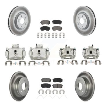 Front Rear Disc Brake Caliper Coat Rotor And Semi-Metallic Pad Kit (10Pc) For Kia Optima KCG-100946S