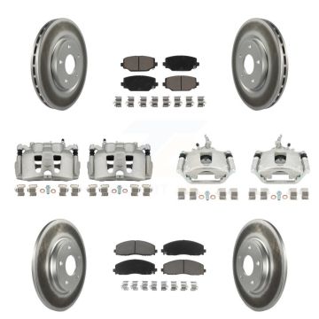 Front Rear Brake Caliper Coat Rotor & Ceramic Pad Kit (10Pc) For 2014-2020 Dodge Journey KCG-100947C