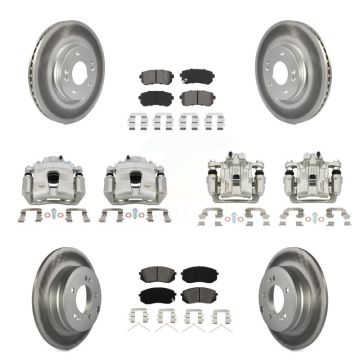 Front Rear Disc Brake Caliper Coat Rotor And Semi-Metallic Pad Kit (10Pc) For Kia Optima KCG-100947S