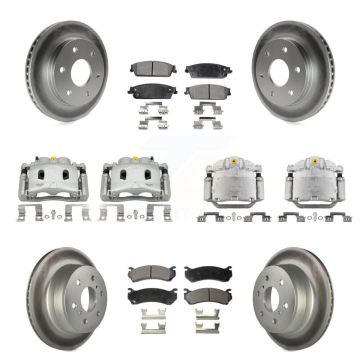 Front Rear Brake Caliper Coat Rotors Ceramic Pad Kit (10Pc) For Chevrolet Silverado 1500 KCG-100948T