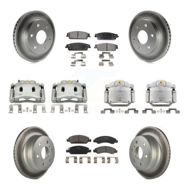 Front Rear Disc Brake Caliper Coat Rotors And Ceramic Pad Kit (10Pc) For GMC Sierra 1500 KCG-100949T