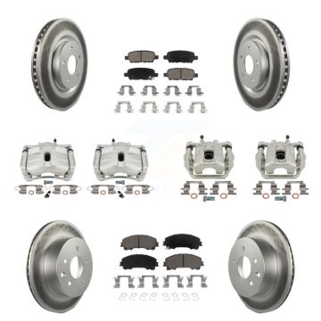 Front Rear Brake Caliper Coat Rotor Ceramic Pad Kit (10Pc) For 2014-2015 Nissan Rogue SL KCG-100950C