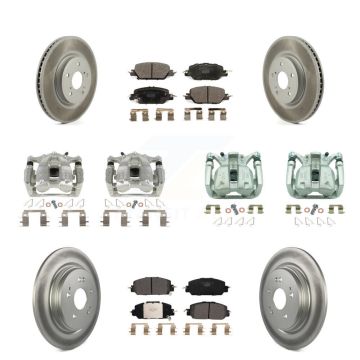 Front Rear Disc Brake Caliper Coated Rotors And Ceramic Pads Kit (10Pc) For Honda CR-V KCG-100951T