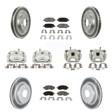 Front Rear Disc Brake Caliper Coated Rotors And Ceramic Pads Kit (10Pc) For Nissan LEAF KCG-100953C