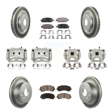 Front Rear Disc Brake Caliper Coat Rotor & Semi-Metallic Pad Kit (10Pc) For Nissan Rogue KCG-100953P